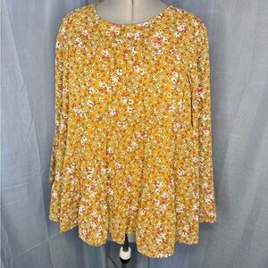 JODIFL Mustard Floral Blouse